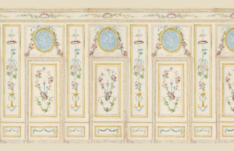 Art Panel Blue Motif- Full Wall Dollhouse Wallpaper W-VWP