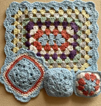 Crochet Granny Scrap Bed Set