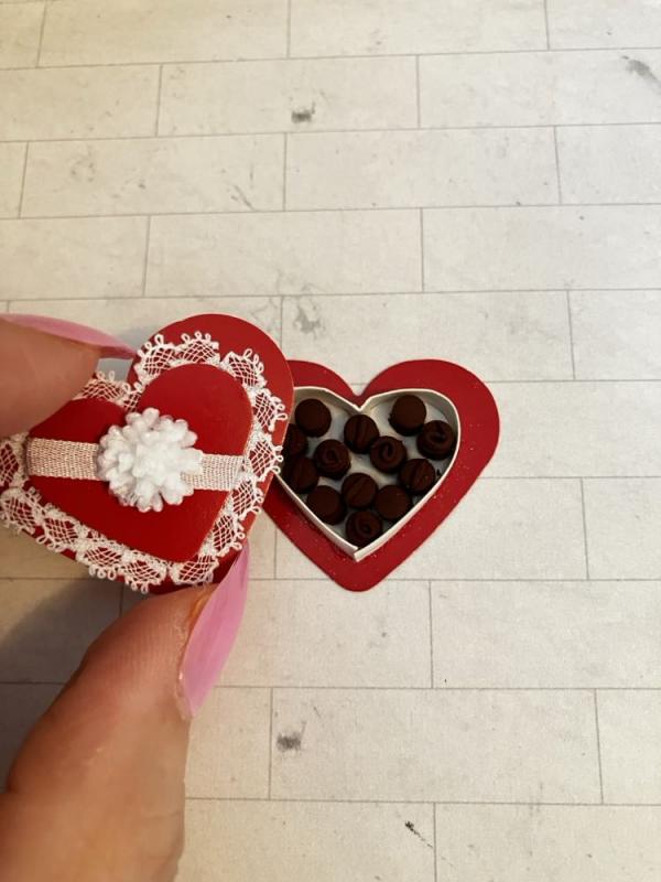 Heart Shaped Box of Chocolates - White Flower Design